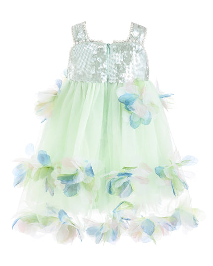 kids atelier mimitutu Light Green Sylvienne Sequin Floral Tulle Dress