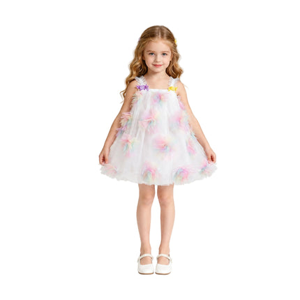 kids atelier mimi tutu White Pastel Malee Flower Tulle Dress