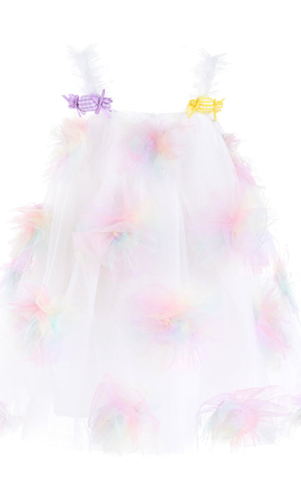 kids atelier mimi tutu White Pastel Malee Flower Tulle Dress