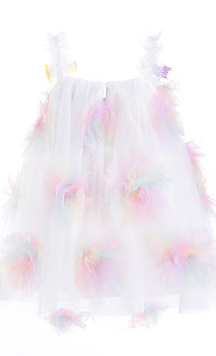 kids atelier mimi tutu White Pastel Malee Flower Tulle Dress