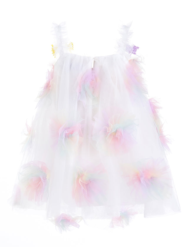 kids atelier mimi tutu White Pastel Malee Flower Tulle Dress