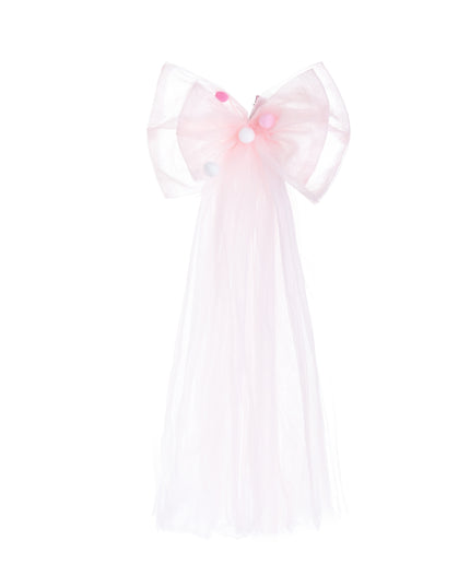 kids atelier mimi tutu Light Pink Suvanna Pom‑Pom Tulle Dress with Bow Clip