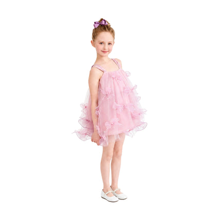 kids atelier mimi tutu Light Pink Manisa Bow‑Embellished Tulle Dress