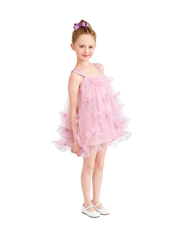 kids atelier mimi tutu Light Pink Manisa Bow‑Embellished Tulle Dress