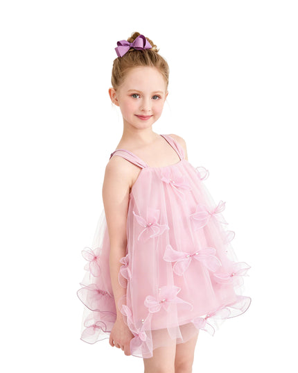kids atelier mimi tutu Light Pink Manisa Bow‑Embellished Tulle Dress