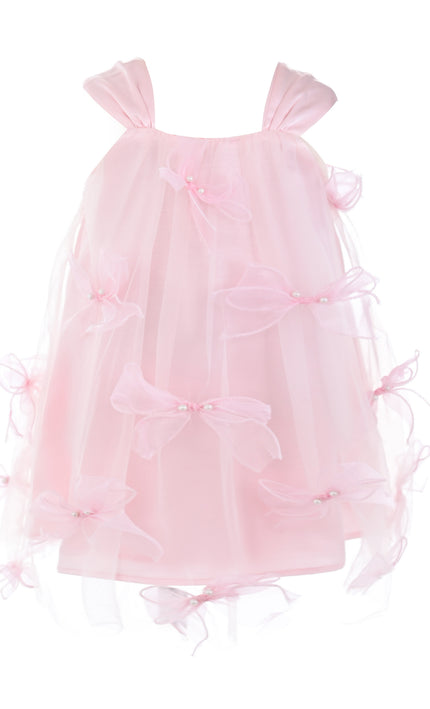 kids atelier mimi tutu Light Pink Manisa Bow‑Embellished Tulle Dress