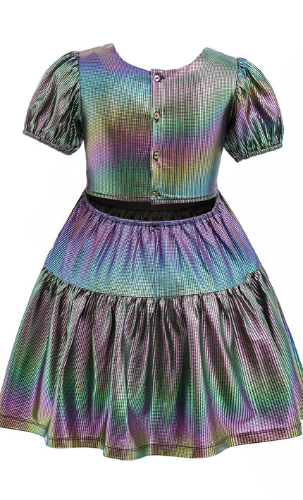 kids atelier mimi tutu Retro Iridescent Puff-Sleeve Dress