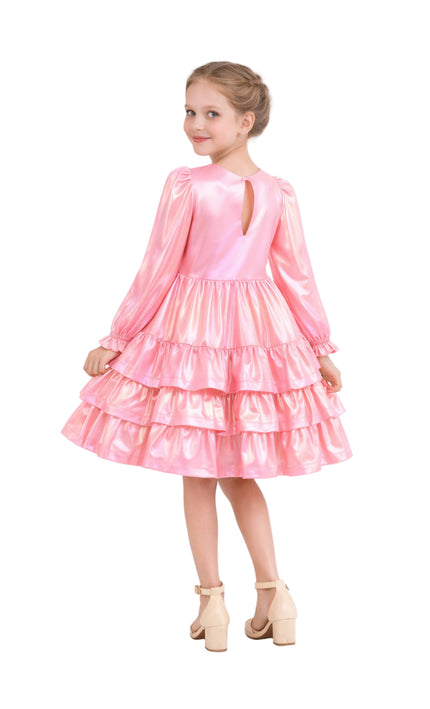 kids atelier mimi tutu Pink Metallic Ruffle Party Dress