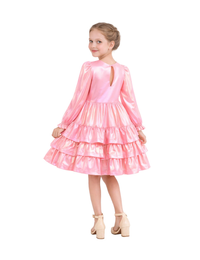 kids atelier mimi tutu Pink Metallic Ruffle Party Dress
