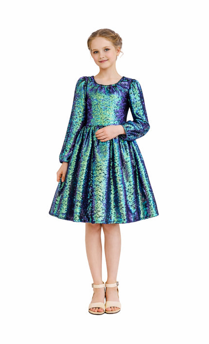 kids atelier mimi tutu Emerald Iridescent Sequin Dress