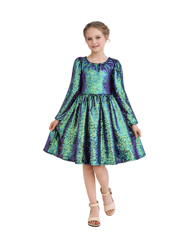 kids atelier mimi tutu Emerald Iridescent Sequin Dress
