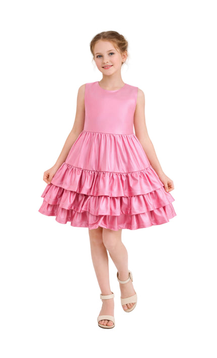 kids atelier mimi tutu Pink Satin Ruffle Party Dress