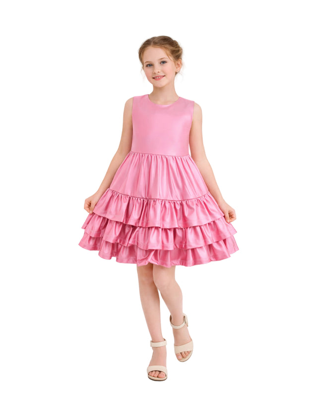 kids atelier mimi tutu Pink Satin Ruffle Party Dress