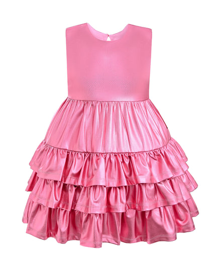 kids atelier mimi tutu Pink Satin Ruffle Party Dress