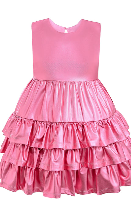 kids atelier mimi tutu Pink Satin Ruffle Party Dress