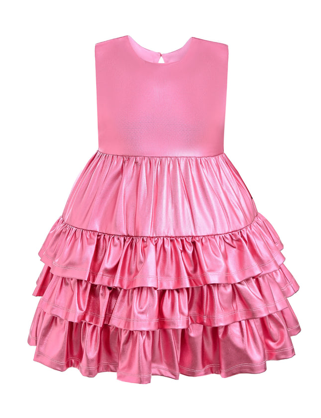 kids atelier mimi tutu Pink Satin Ruffle Party Dress