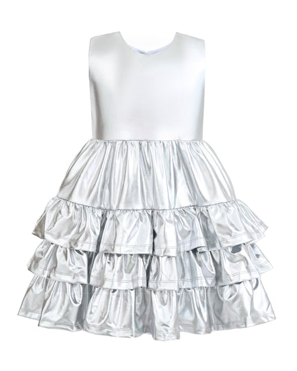 kids atelier mimi tutu Silver Satin Ruffle Party Dress