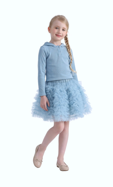 kids atelier mimi tutu Blue Felicia Hooded Tulle Skirt Set