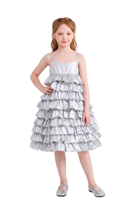kids atelier mimi tutu Silver Valeriane Tiered Ruffle Dress