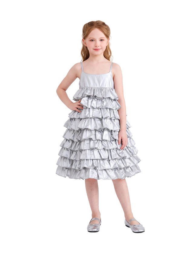 kids atelier mimi tutu Silver Valeriane Tiered Ruffle Dress
