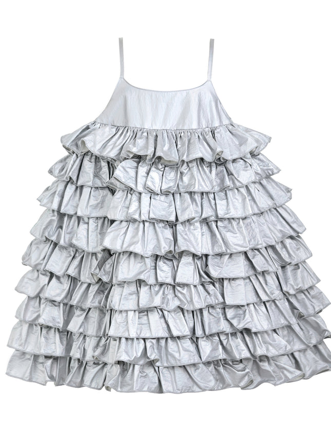kids atelier mimi tutu Silver Valeriane Tiered Ruffle Dress