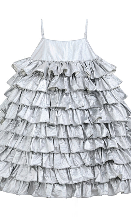 kids atelier mimi tutu Silver Valeriane Tiered Ruffle Dress