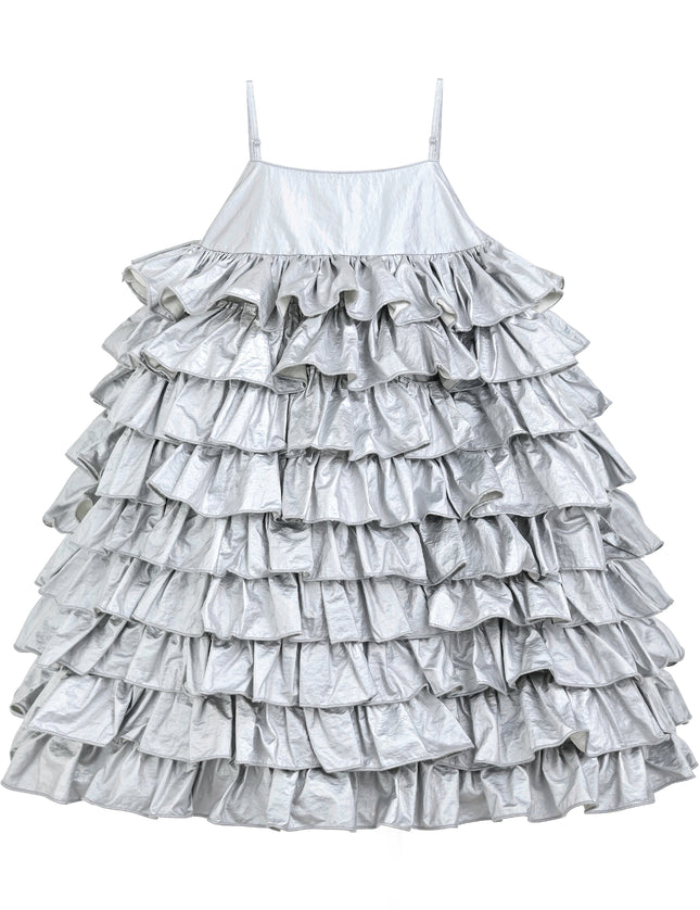 kids atelier mimi tutu Silver Valeriane Tiered Ruffle Dress