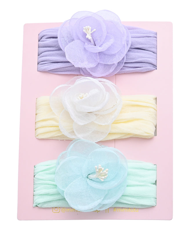 Kids atelier mimi tutu Multicolor Elastic Flower Headband Set