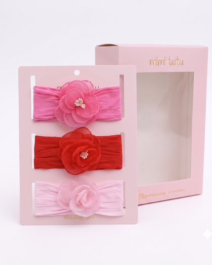 Kids atelier mimi tutu Multicolor Elastic Flower Headband Set