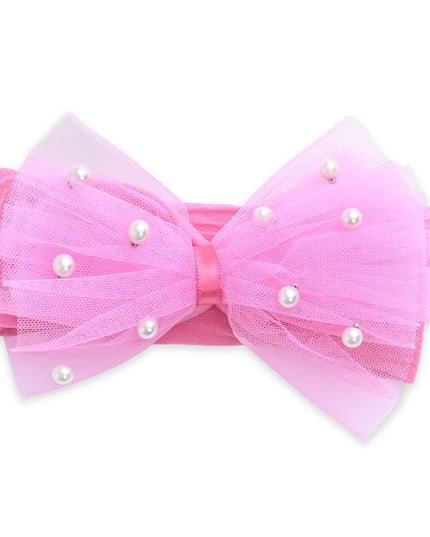 kids atelier mimi tutu Multicolor Elastic Tulle Pearl Bow Headband Set