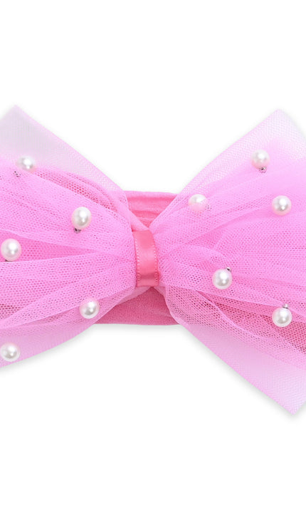 kids atelier mimi tutu Multicolor Elastic Tulle Pearl Bow Headband Set