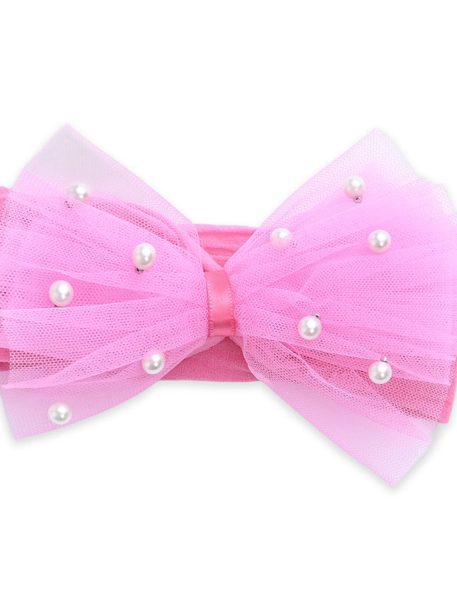 kids atelier mimi tutu Multicolor Elastic Tulle Pearl Bow Headband Set