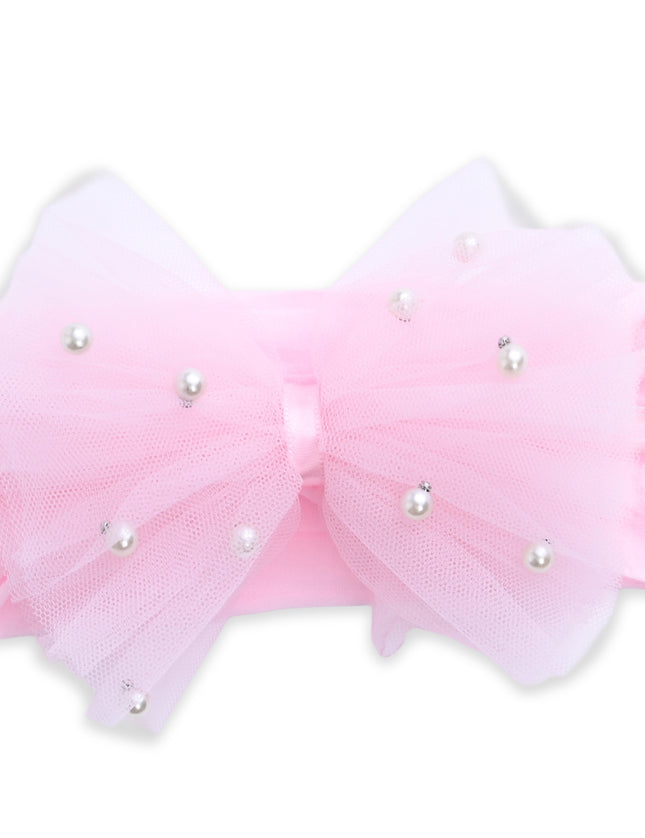 kids atelier mimi tutu Multicolor Elastic Tulle Pearl Bow Headband Set