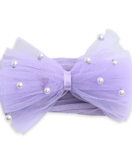 kids atelier mimi tutu Multicolor Elastic Tulle Pearl Bow Headband Set