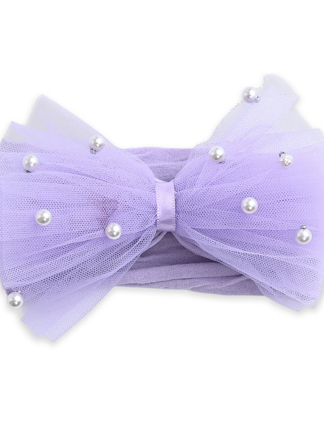 kids atelier mimi tutu Multicolor Elastic Tulle Pearl Bow Headband Set