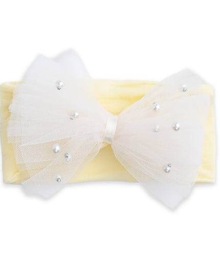 kids atelier mimi tutu Multicolor Elastic Tulle Pearl Bow Headband Set