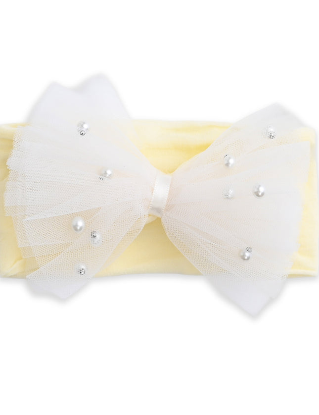 kids atelier mimi tutu Multicolor Elastic Tulle Pearl Bow Headband Set