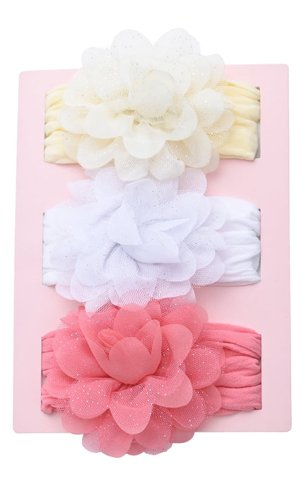 kids atelier mimi tutu Multicolor Elastic Glitter Floral Headband Set