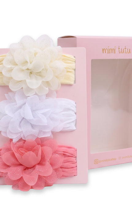 kids atelier mimi tutu Multicolor Elastic Glitter Floral Headband Set