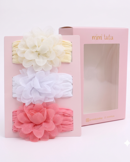 kids atelier mimi tutu Multicolor Elastic Glitter Floral Headband Set