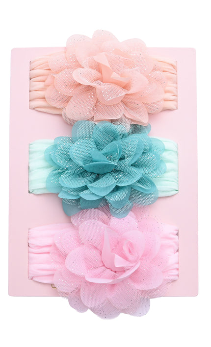 kids atelier mimi tutu Multicolor Elastic Glitter Floral Headband Set