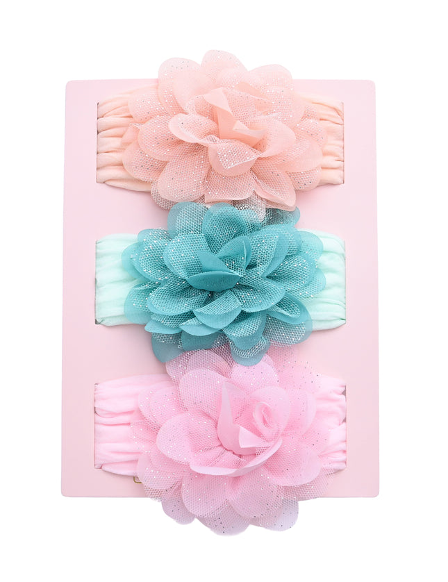 kids atelier mimi tutu Multicolor Elastic Glitter Floral Headband Set