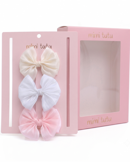kids atelier mimi tutu Multicolor Satin Bow Clip Set