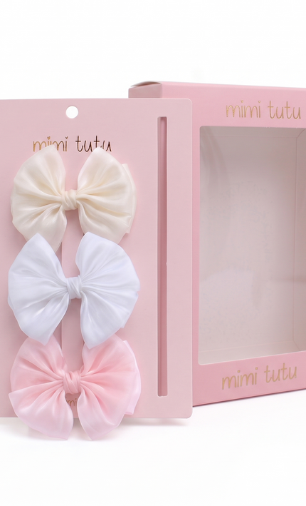 kids atelier mimi tutu Multicolor Satin Bow Clip Set