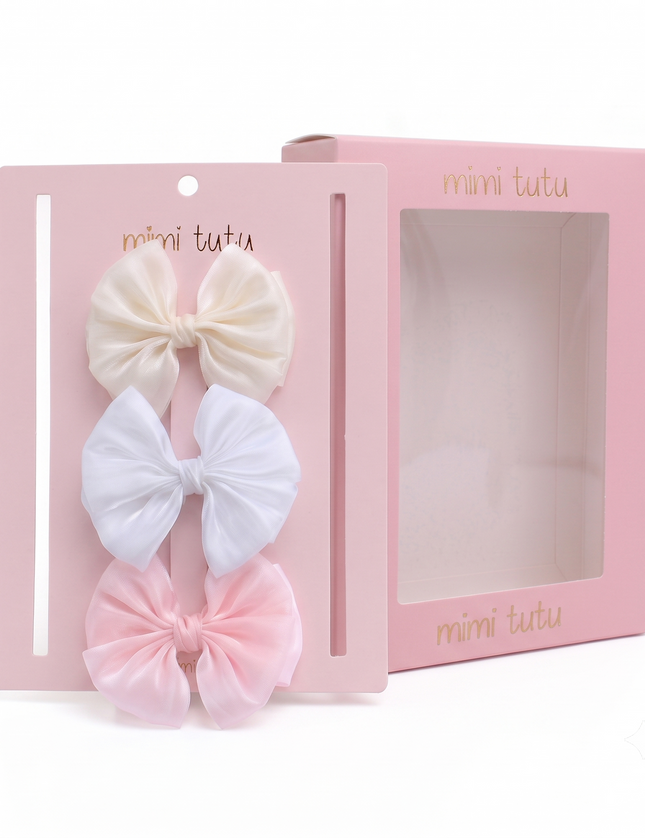 kids atelier mimi tutu Multicolor Satin Bow Clip Set