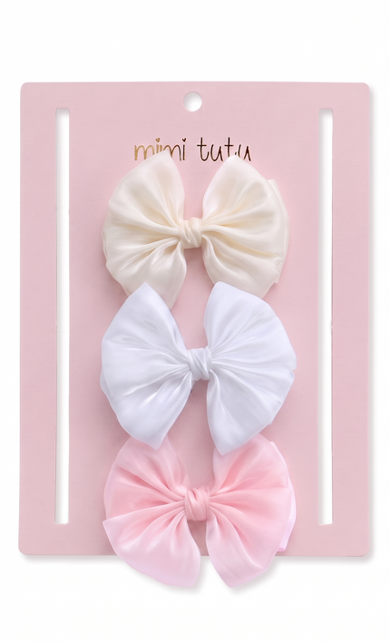 kids atelier mimi tutu Multicolor Satin Bow Clip Set