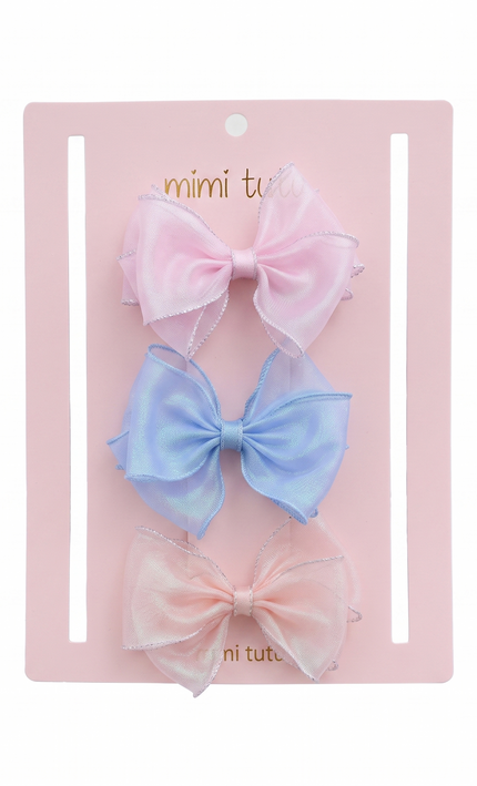 kids atelier Mimi Tutu Multicolor Glitter Bow Hair Clip Set