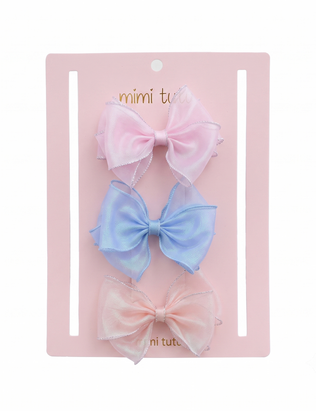 kids atelier Mimi Tutu Multicolor Glitter Bow Hair Clip Set