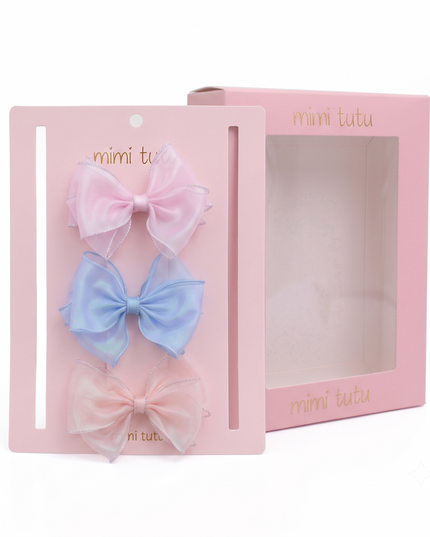 kids atelier Mimi Tutu Multicolor Glitter Bow Hair Clip Set