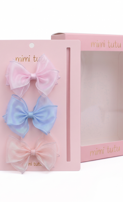 kids atelier Mimi Tutu Multicolor Glitter Bow Hair Clip Set